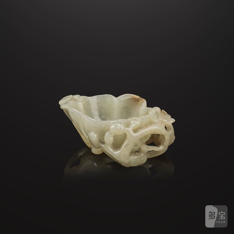 明 青白玉梅花洗 | RINCE-PINCEAUX EN JADE CÉLADON ET ROUILLE - 图13